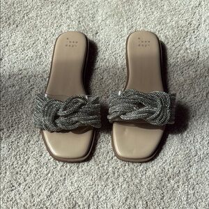 A New Day Gray Braided Slide Sandals